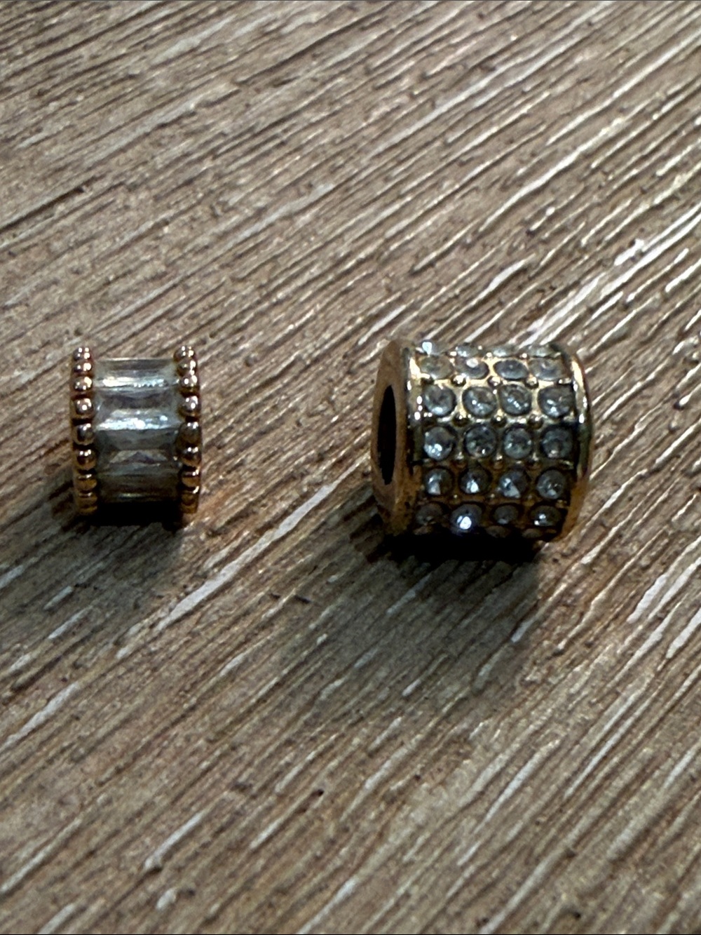 Gold-Tone Crystal Pavé Barrel Bead Charm Spacers- Women Jewelry